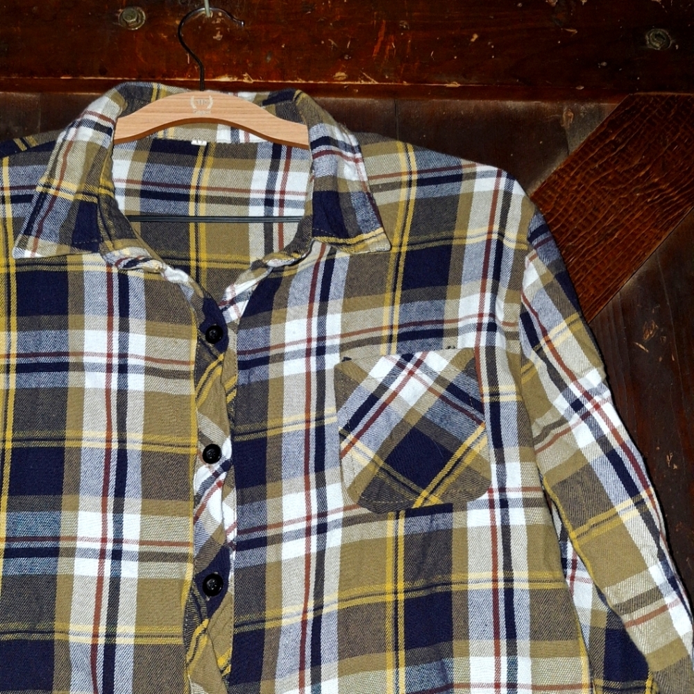 🍀3/15 Boy's Plaid Shirt - Blue, Yellow, White